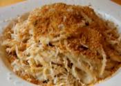Cauliflower Spaghetti Alfredo With Crispy Parmesan Crumbs